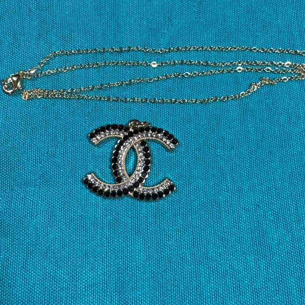 Gold Necklace with Black Accents